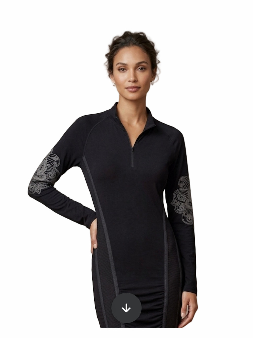 Bodycon Yoga Sleeve Sporty Black Long Sleeve Dress| Athletic Essentials large